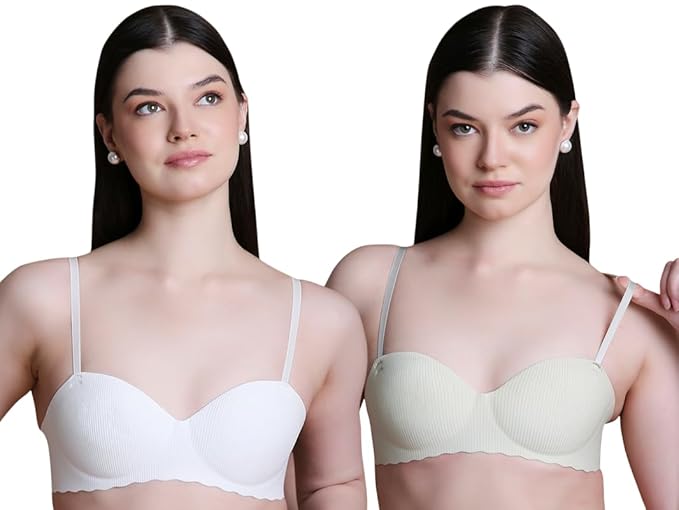 Bra for Woman||Phushup Bra||Wire Free Padded Bra ||Smooth and Soft Cotton Blend Seamless Design||Ultra Lightweight|| 2 Piece