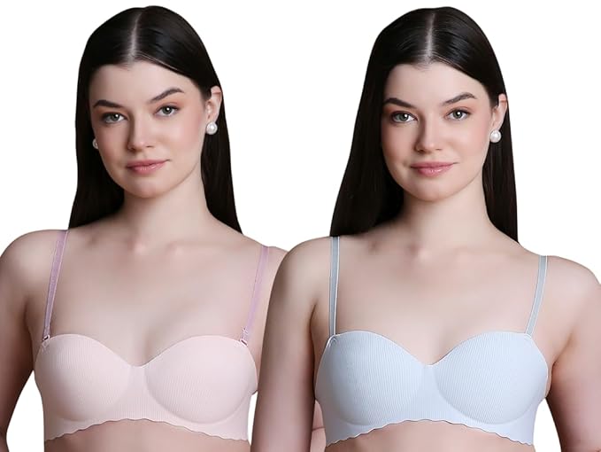 Bra for Woman||Phushup Bra||Wire Free Padded Bra ||Smooth and Soft Cotton Blend Seamless Design||Ultra Lightweight|| 2 Piece