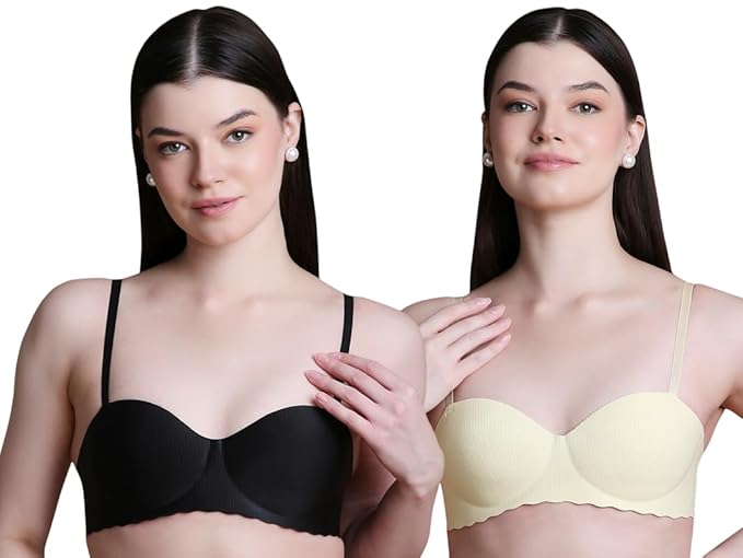 Bra for Woman||Phushup Bra||Wire Free Padded Bra ||Smooth and Soft Cotton Blend Seamless Design||Ultra Lightweight|| 2 Piece