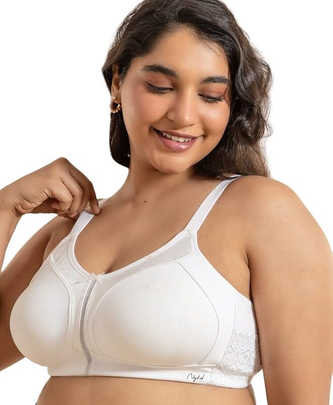 NYKD NYB101 Wirefree Cotton M-Frame Bounce Control Non-Padded Full Coverage Bra for Women
