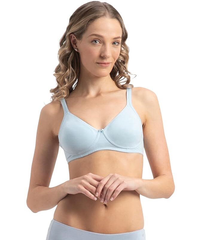 Jockey 1722 Women's Wirefree Non Padded Super Combed Cotton Elastane Stretch Medium Coverage Everyday Bra with Concealed Shaper Panel and Adjustable Straps