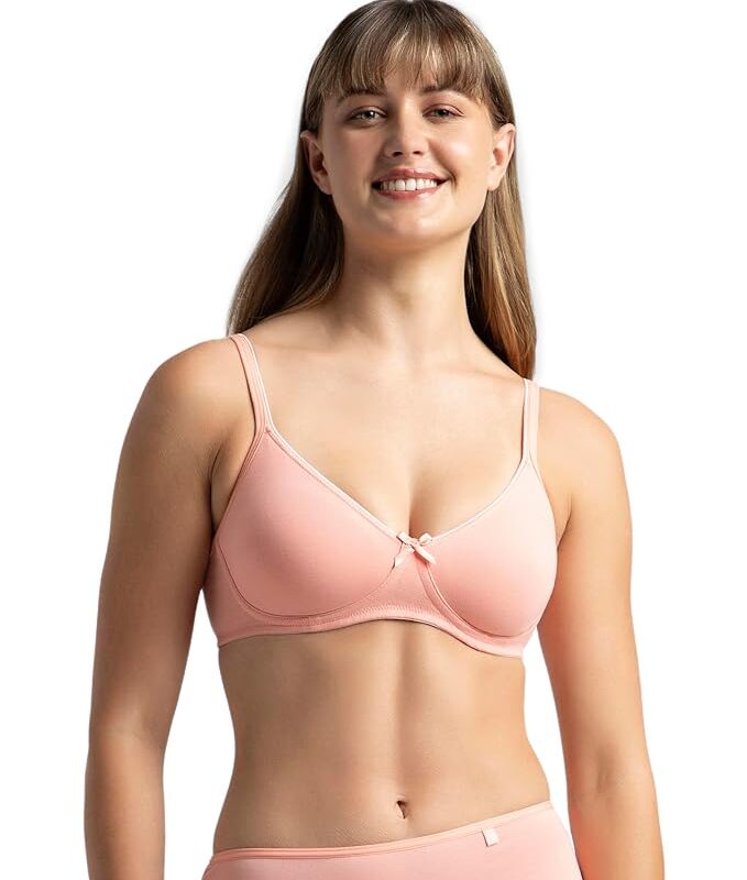 Jockey 1722 Women's Wirefree Non Padded Super Combed Cotton Elastane Stretch Medium Coverage Everyday Bra with Concealed Shaper Panel and Adjustable Straps