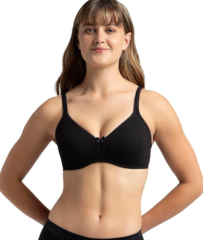 Jockey 1722 Women's Wirefree Non Padded Super Combed Cotton Elastane Stretch Medium Coverage Everyday Bra with Concealed Shaper Panel and Adjustable Straps